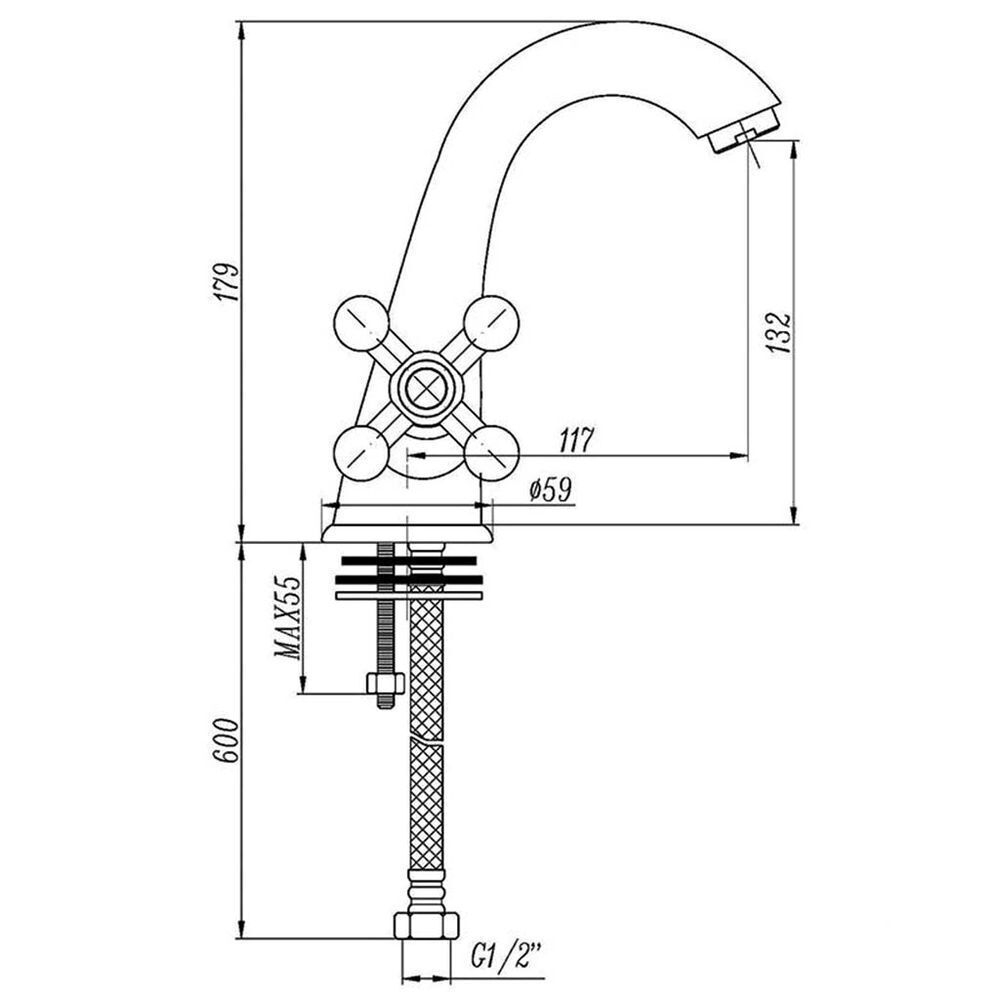 Смеситель для раковины, Frud, корот изл, с кран-буксой, бел, R10332