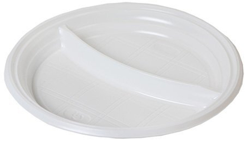 Тарелка пластиковая, диаметр 205 мм, 2-секционная, PS, белая, 100 штук