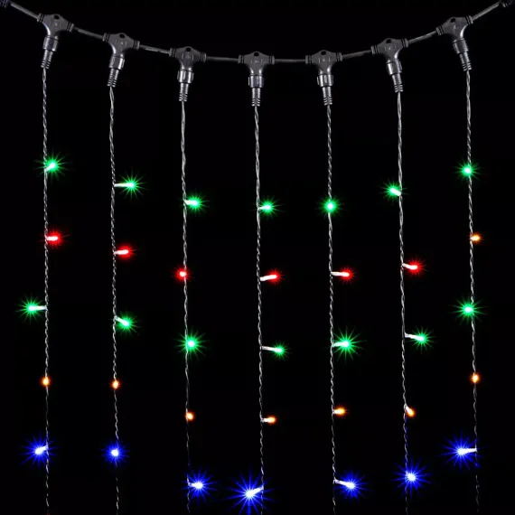 Светодиодный занавес 2*2 м., 400 разноцветных LED ламп, черный провод ПВХ, LTC (PCL402-11-2M)