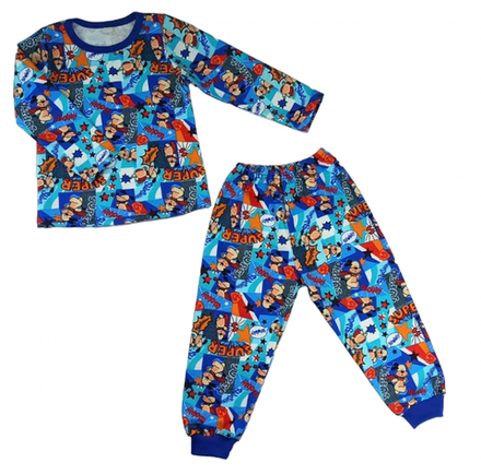 Пижама теплая 903/71 синяя, супер щенки