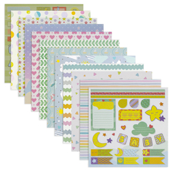 Бумага для скрапбукинга 30х30 см "Бэби-бук", двусторонняя, 12 листов, 12 дизайнов, 180 г/м2, ОСТРОВ И