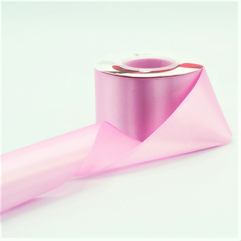 Лента Атласная 5см х 28м Полиэстер класс А (Розовый)