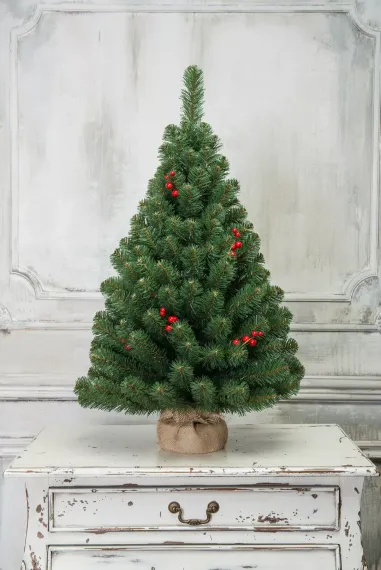 Искусственная елка Верона 90 см. с красными ягодками, мягкая хвоя ПВХ, ЕлкиТорг (67090)