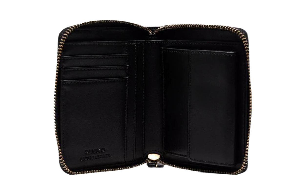 PINKO Quilt Sheepskin Bird Bag Swallow Bag Clutch Wallet Small Women"s Black