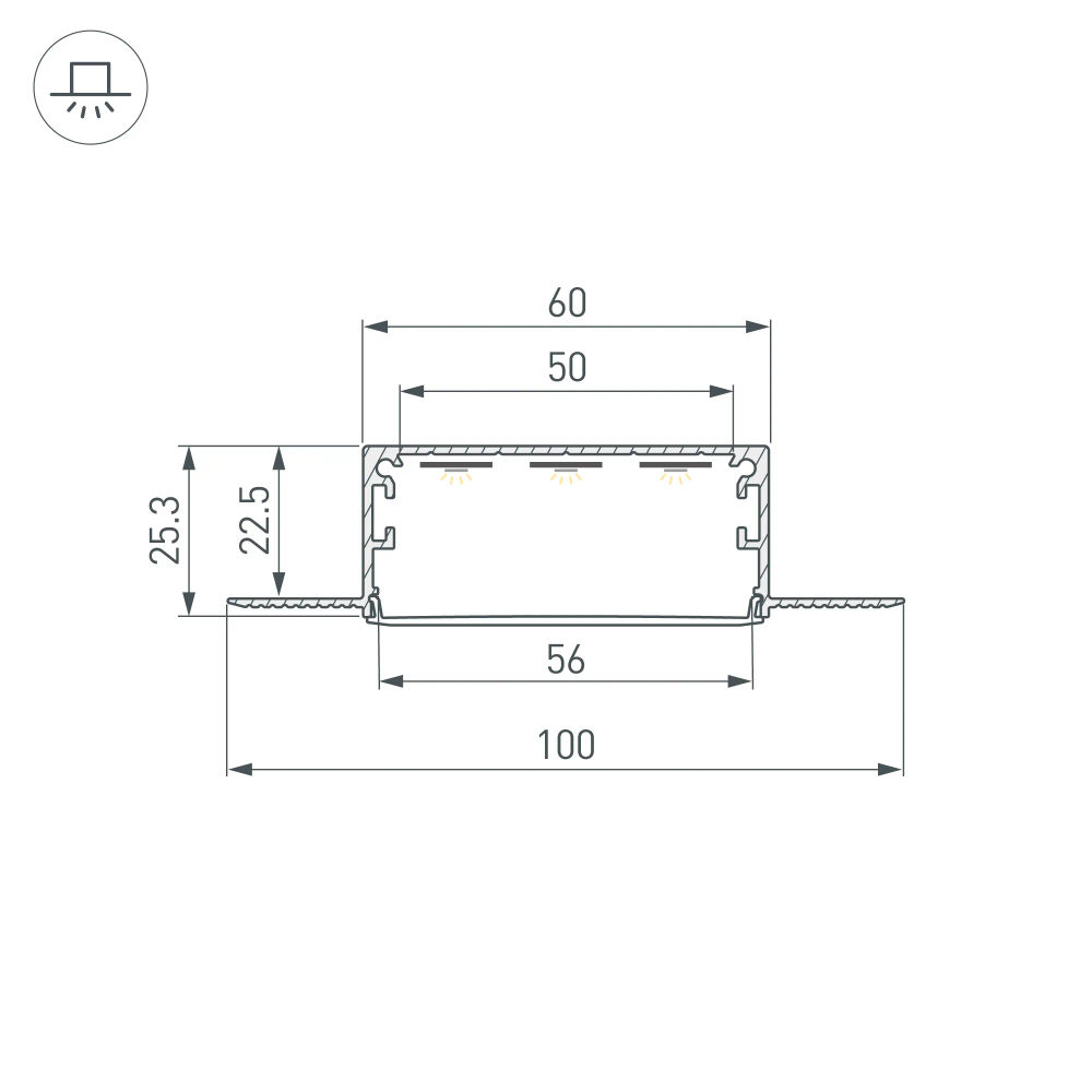 Профиль LINIA60-FANTOM-3000 ANOD (Arlight, Алюминий) 046410