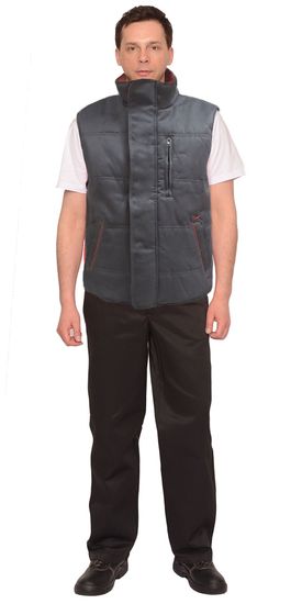 Жилет утепленный "Профи" (серый/красный)