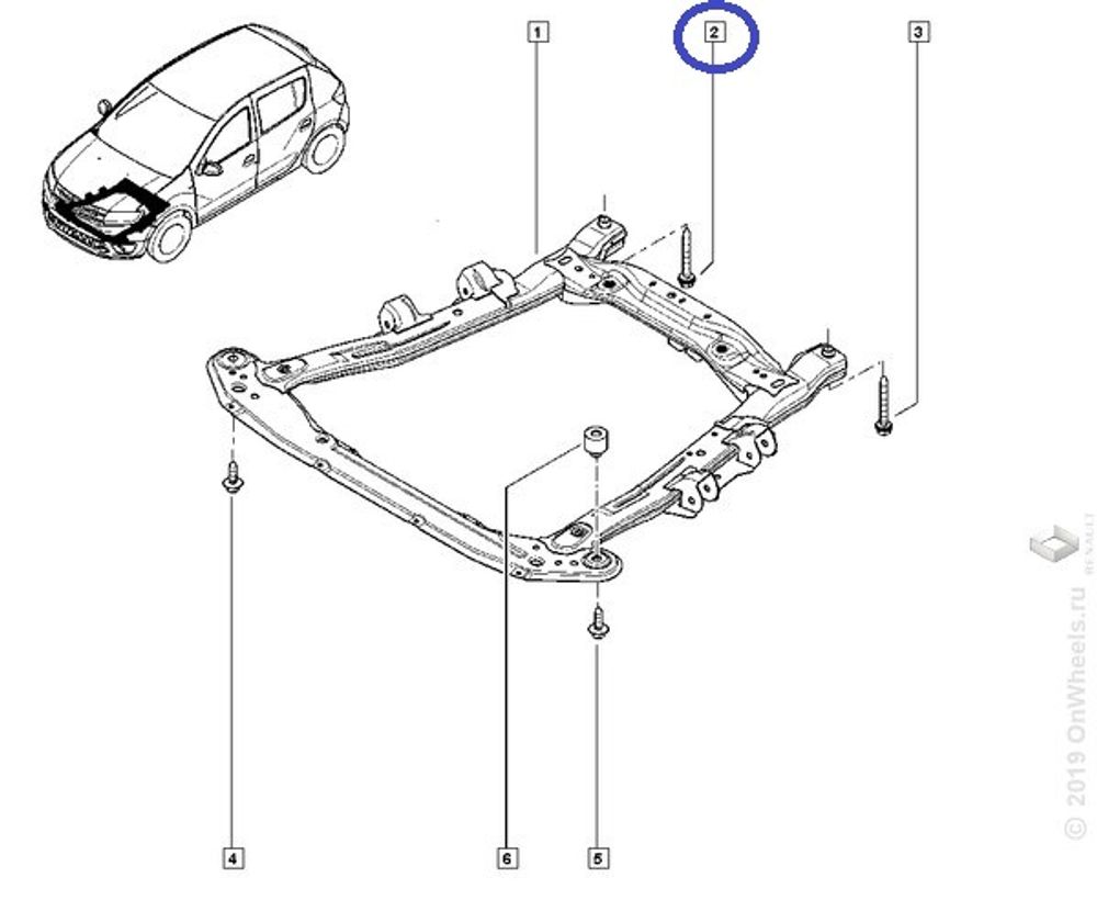 Болт М 12 крепления подрамника Renault Logan II Sandero II Duster (Renault)