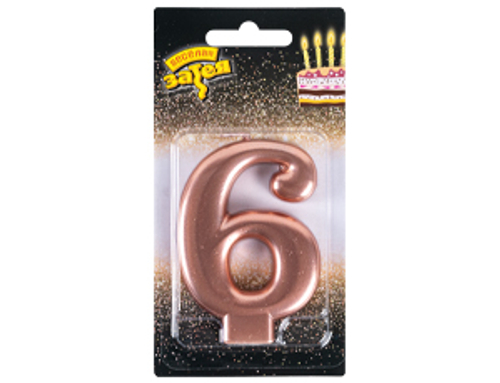 Свеча -цифра "6" Розовое золото 