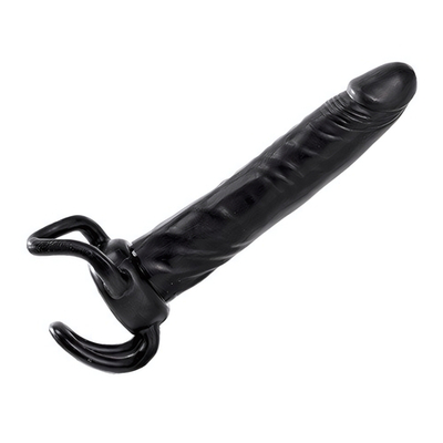 Чёрная насадка-фаллос для двойного проникновения INFLATABLE DILDO SLIM DONG - 13,5 см. (Цвет: черный)