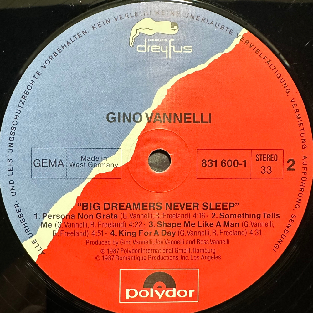 Gino Vannelli - Big Dreamers Never Sleep (Германия 1987г.)
