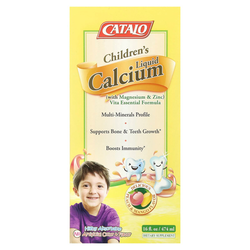 CATALO, жидкий кальций для детей с магнием и цинком, персик и манго 474 мл (16 жидк. унций)