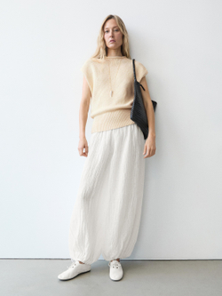 Massimo Dutti Льняные брюки-саруэль, экрю