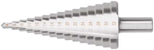 Сверло ступенчатое hss по металлу, 15 ступеней, 4-32 мм, 36405