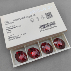 Swarovski 4920 Kaputt Oval, Crystal Red Magma F
