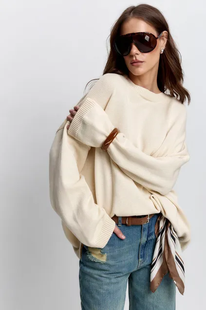 Джемпер с хлопком ванильного цвета