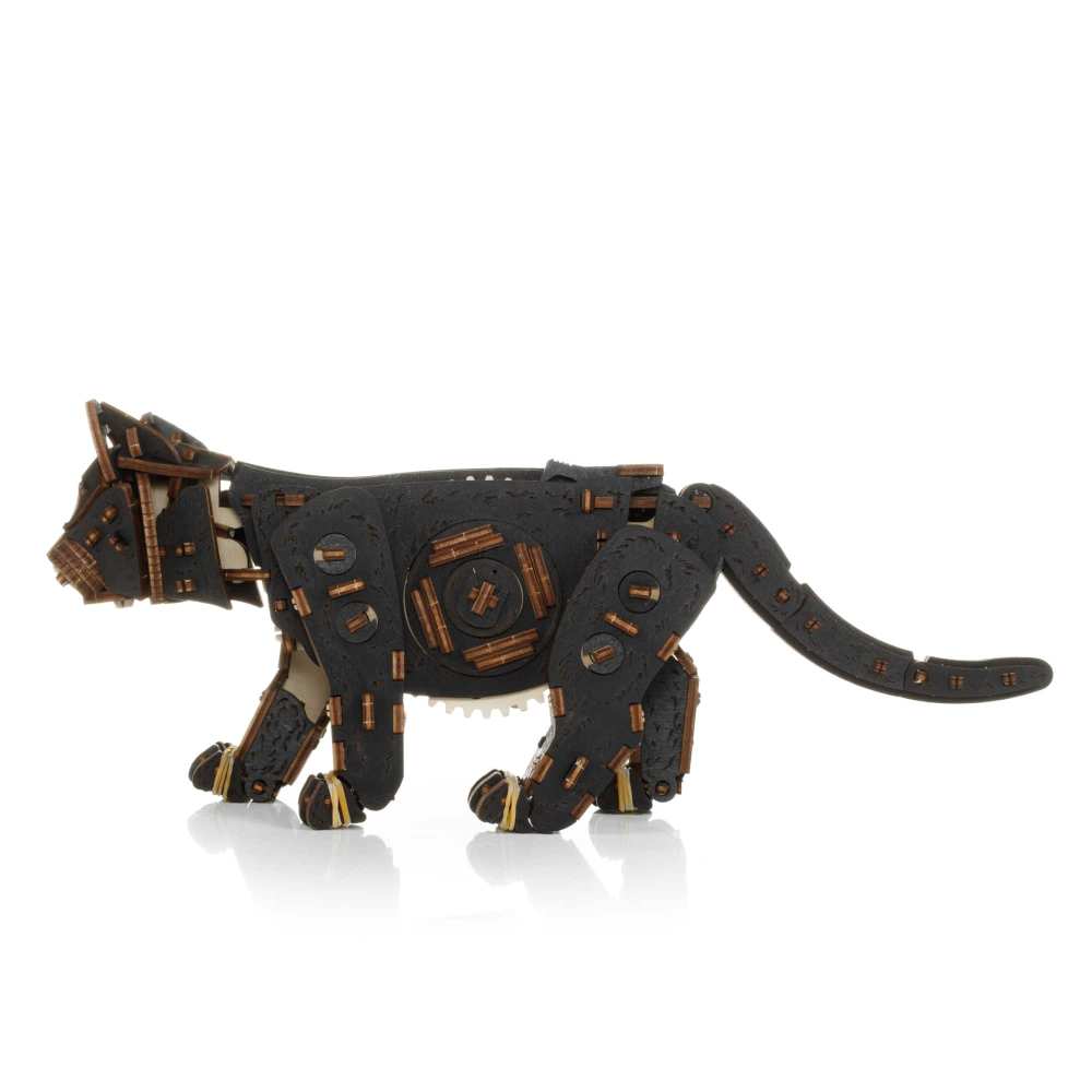 Деревянный конструктор Механический Чёрный котёнок (EWA)