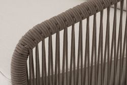 "Канны" диван модульный плетеный из роупа, каркас алюминий коричневый (RAL8016) муар, роуп коричневый круглый, ткань бежевая 035