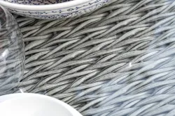 "Капучино" журнальный столик из искусственного ротанга (гиацинт), цвет серый