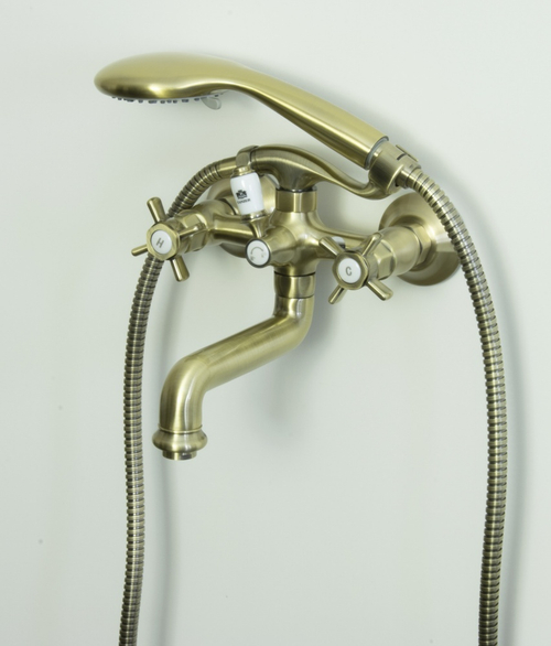 Смеситель для ванны GZ15031-D двухвентильный латунный с коротким изливом, бронза