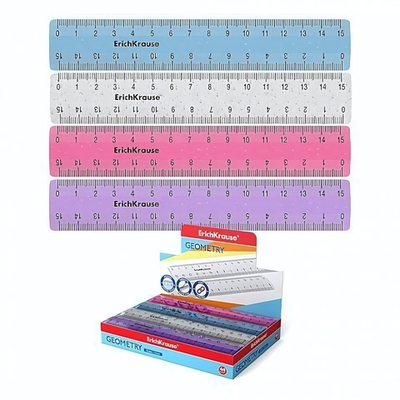 Линейка пластик 15см. Glitter, ассорт. (ErichKrause)