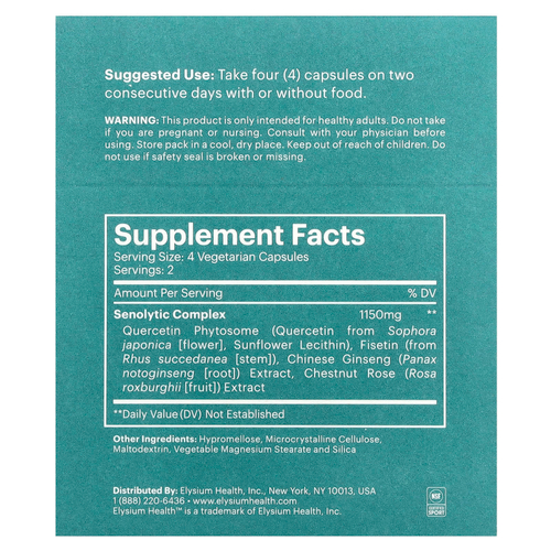 Elysium, Senolytic Complex, 8 капсул