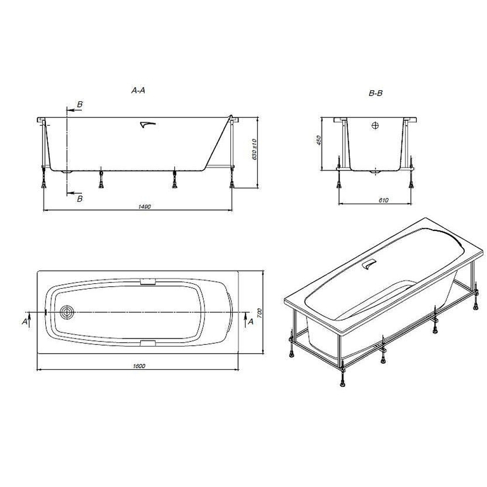 Акриловая ванна Roca Sureste N (Рока Сюресте Н) 160x70, ZRU9302787