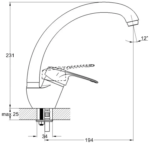 LOP4-A043 смеситель для кухни боковой