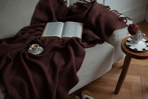 Плед мохеровый шоколадного цвета из коллекции essential, 130х180 см