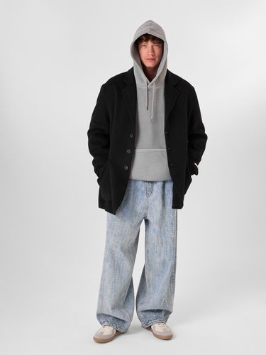 Черное шерстяное полупальто HEATHEN