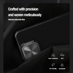 Текстурный чехол от Nillkin с металлической откидной крышкой на iPhone 15 Pro, серия Textured Prop Magnetic (с поддержкой магнитной беспроводной зарядки MagSafe)