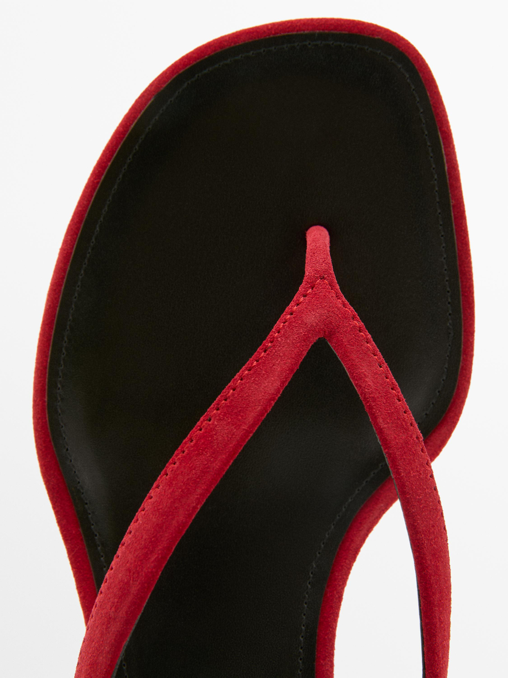 Massimo Dutti Сандалии на среднем каблуке с разделителем для пальцев ног, красный