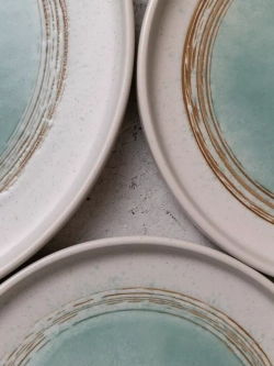 Набор 2шт тарелок с бортами 26 см Аквамариновое золото