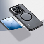 Чехол с Magsafe Xiaomi 14T Pro прозрачный матовый с черным бортом WLONS