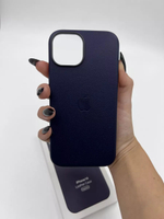 Кожаный чехол Leather Case iPhone 14 | INK Темно Синий