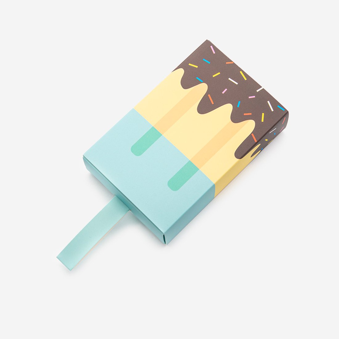 Складная подарочная коробка "Мороженое", 100*65мм, голубая