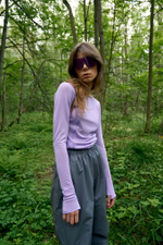 Лонгслив Nothomme Blue Wool Jacquard Mesh T-shirt "Light Purple" Women's