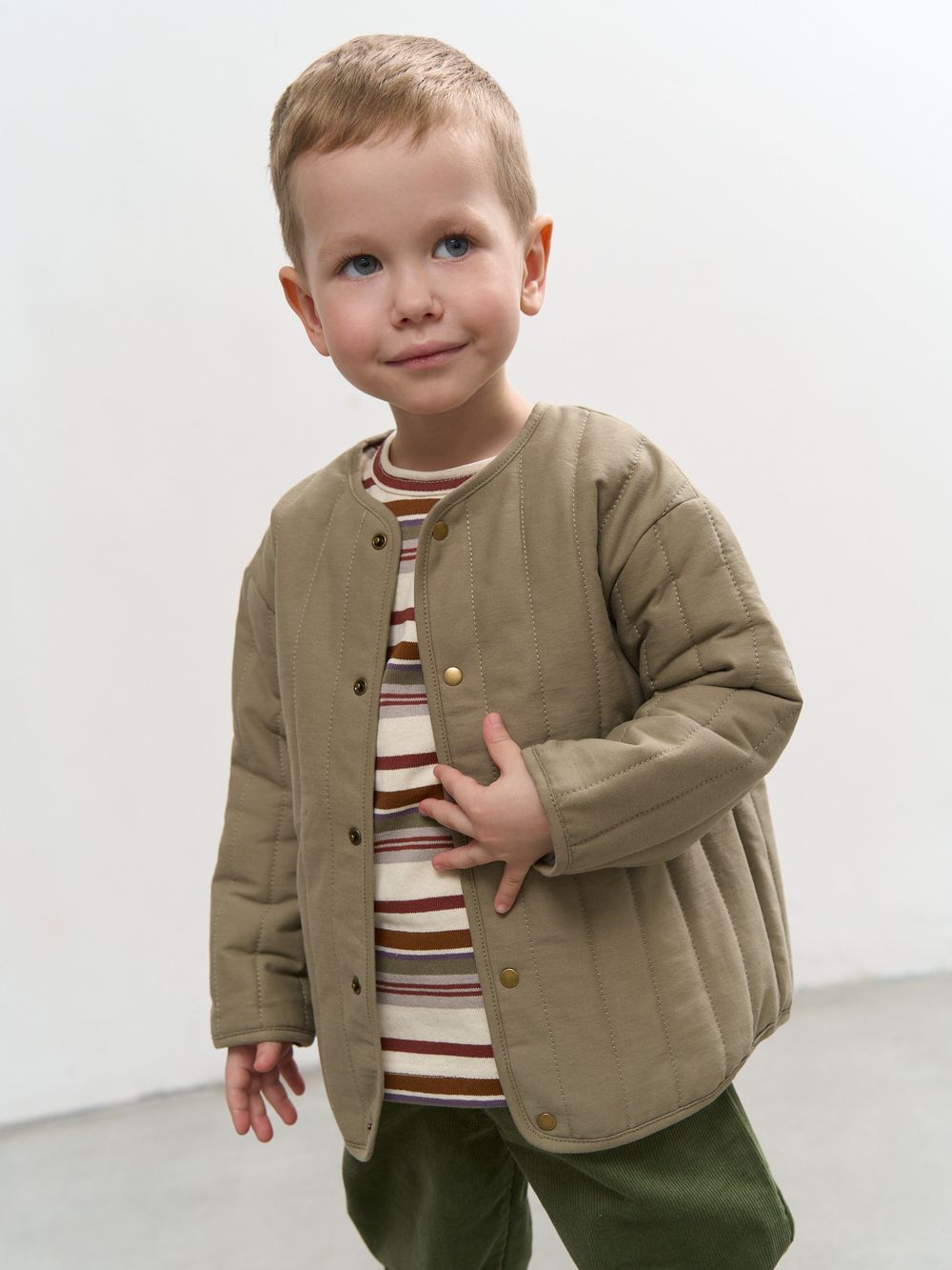 Куртка стеганая на кнопках "Олива" 0+