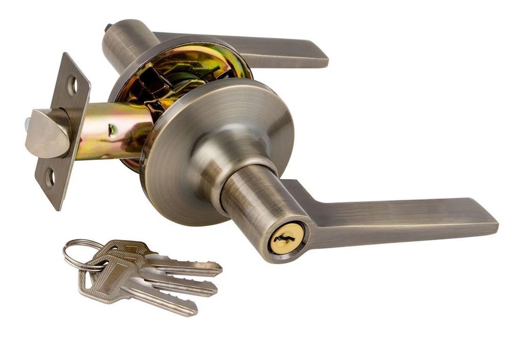 Защелка-Комплект  S-Locked 111-01  AB с фалевыми ручками фикс./кл  БРОНЗА  /122846