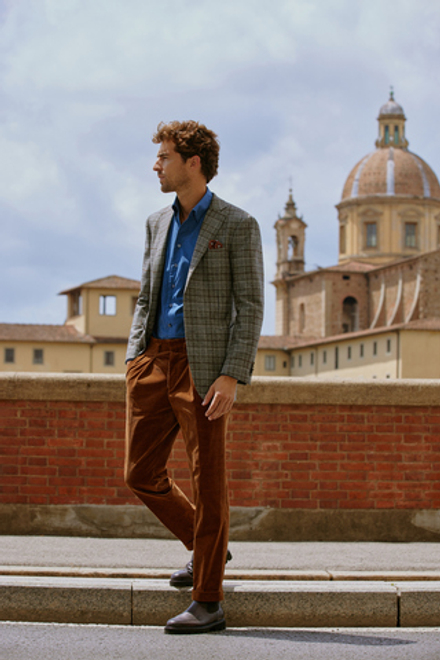 Мужской однобортный пиджак в клетку