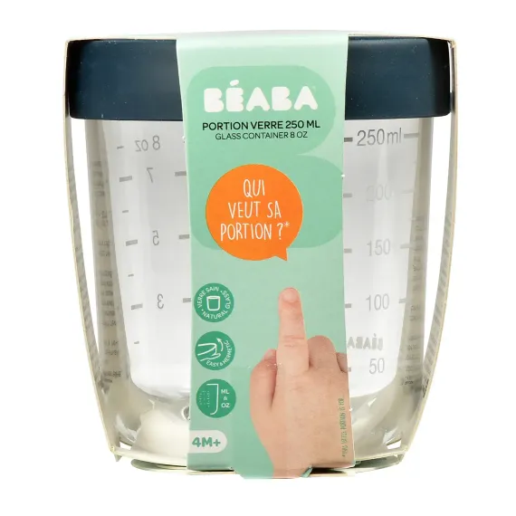 Стеклянный контейнер Beaba Glass Portion Jar 250 ml Dark Blue