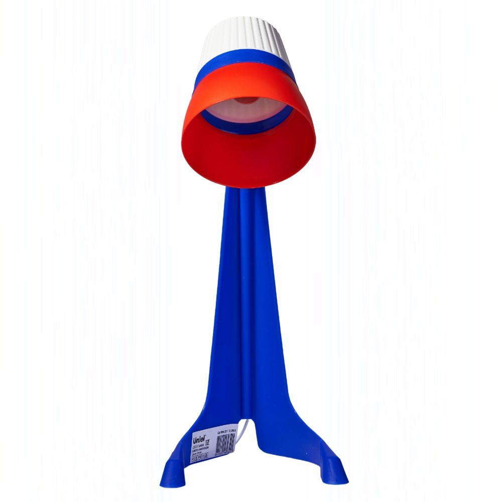 ULO-K22 D-E14-A WHITE-BLUE-RED Светильник настольный. 40W. Цоколь E14. Механический выключатель. Триколор. ТМ Uniel