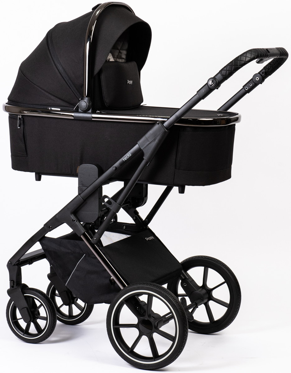 Детская коляска Peppy Tecla 3 в 1 с автокреслом Verona Beige Shadow Black Chrome Edition Черный