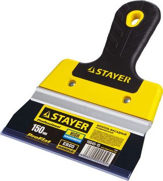 STAYER PROFlat, 150 мм, усиленная алюминиевая направляющая, двухкомпонентная ручка, анодированный, фасадный шпатель, Professional (10045-15)