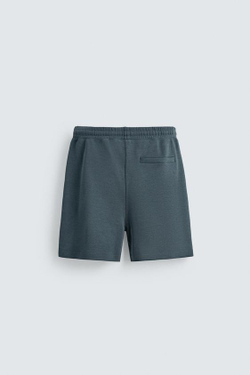 ZARA ШОРТЫ-ДЖОГГЕРЫ RELAXED FIT INTERLOCK, ЛИНЯЛЫЙ СИНИЙ