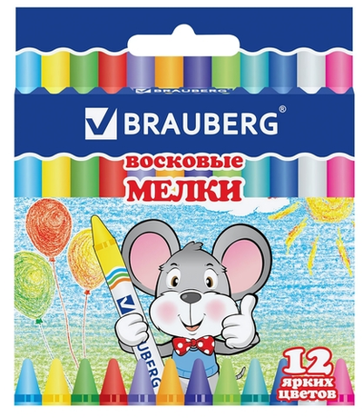 Мелки восковые 12цв. 222962 (BRAUBERG)