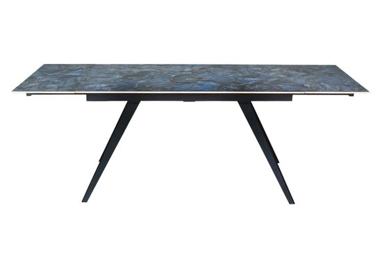 Стол "АСТИ" 140-220, керамика Lemurian Blue глянцевый , опоры черный муар