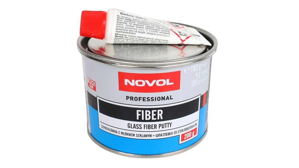Шпатлевка NOVOL 1220 FIBER со стекловолокном 0.2кг + отвердитель