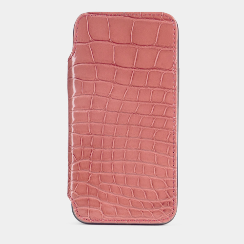 Special order: Чехол Benoit для iPhone 12/12Pro из кожи крокодила, розового цвета