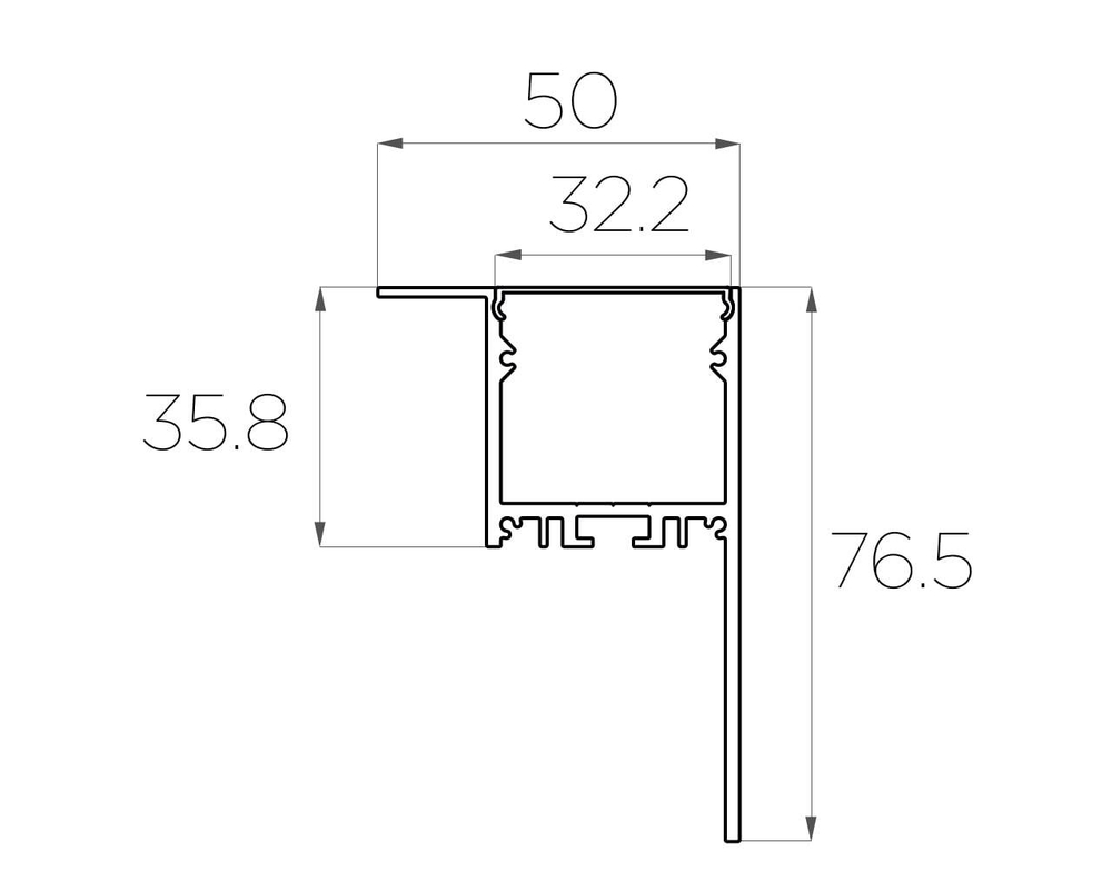 Профиль накладной алюминиевый LC-NKU-7650-2 Anod