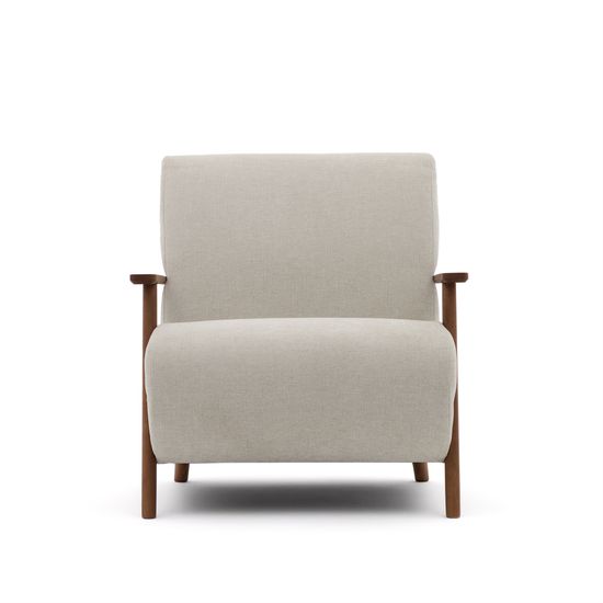 Кресло Meghan из жемчужного шенилла и массива ясеня с отделкой под орех Испания La Forma